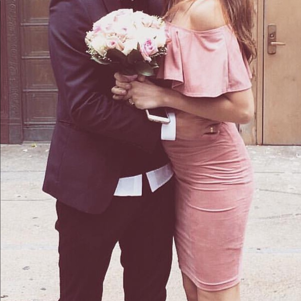 Pink off shoulder dress